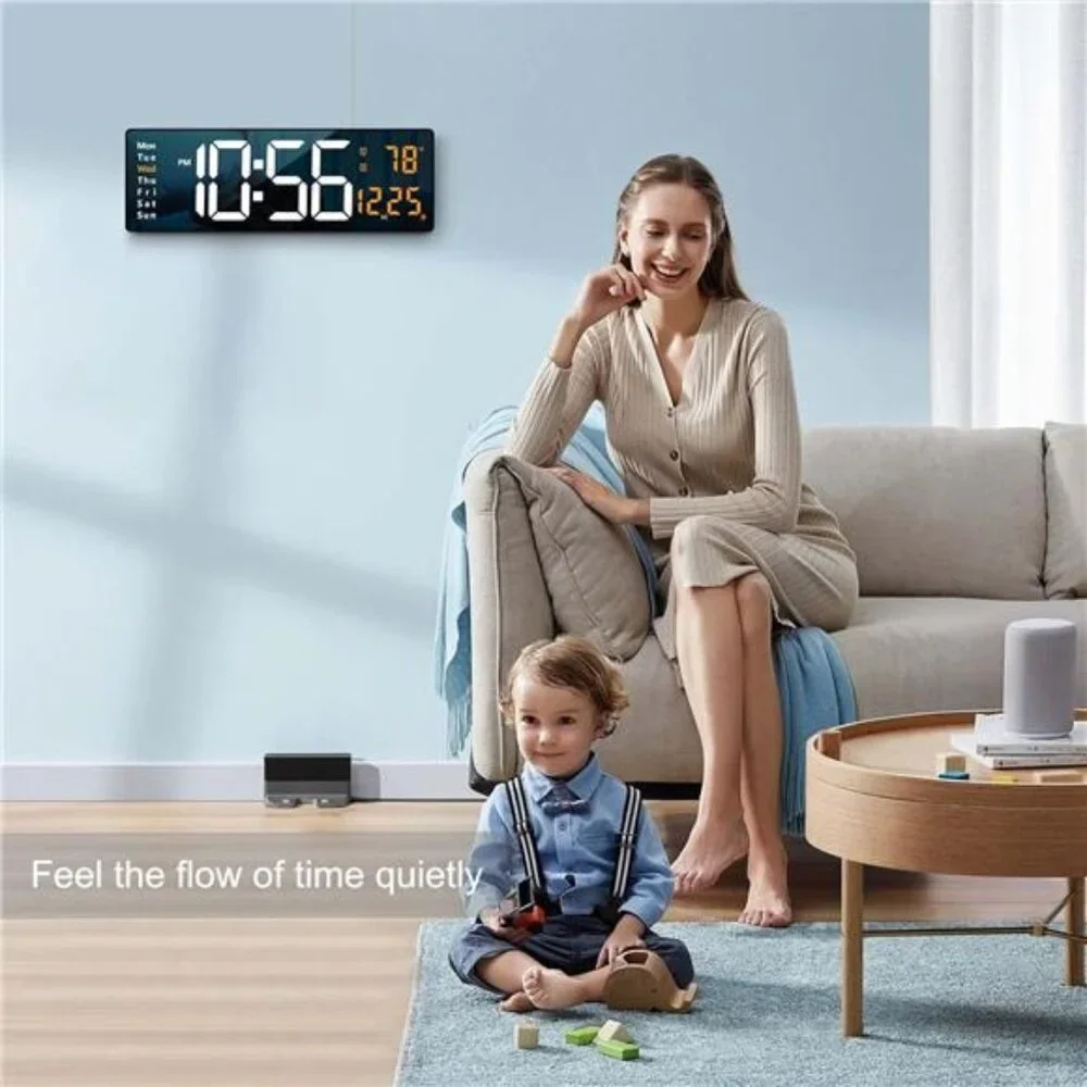 Digital Wall Clock Large Display 16.2 Inch LED Digital Clock with Remote Control